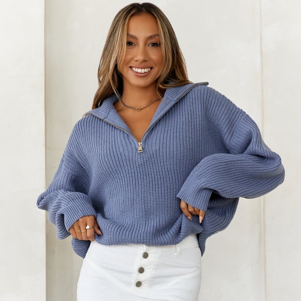 Hello Molly Blur Knitted Half-Zip Sweater